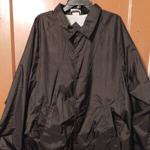 Vintage Athletech Coach Jacket Mens LARGE BLACK Nylon Windbreaker Snap Front